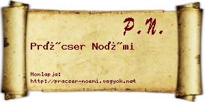Prácser Noémi névjegykártya